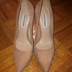 Steve Madden Prance Nubuck block heel 4 inch nude